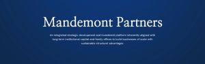 Mandemont Partners banner with company name and tagline describing an integrated strategic development and investment platform
