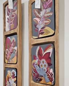 Mixed media artwork featuring birds and botanical forms by Southern Highlands artist Slavica Zivkovic