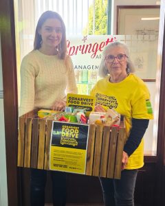 Springett’s Arcade Winter Food Drive collection with OzHarvest Southern Highlands donations at the Arcade Management Office in Bowral.